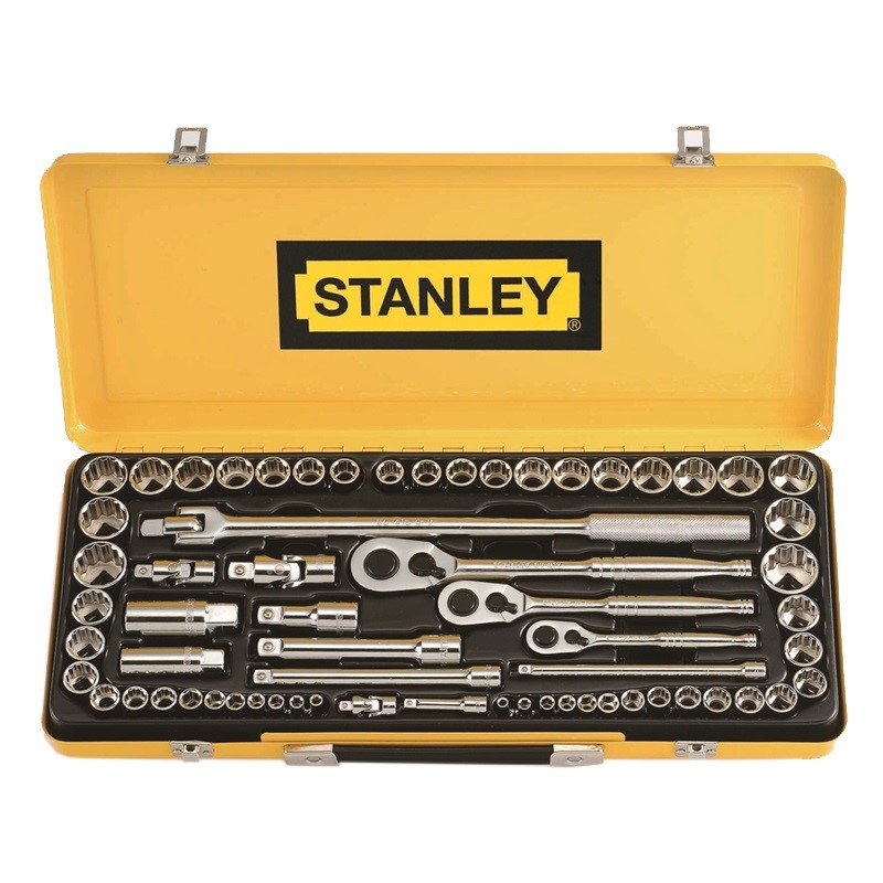 STANLEY 64 Piece 1/4" 3/8" 12" Drive Socket Set, Chrome Vanadium Steel. NB:
