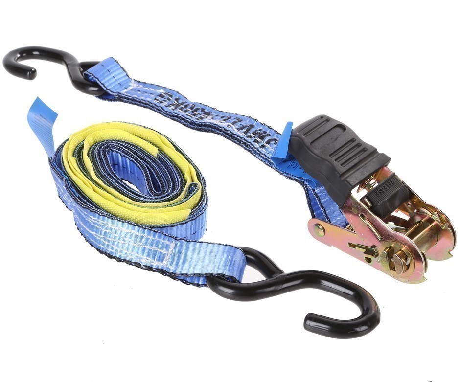 2 x Ratchet Tie Down Assemblies, 25mm x 4M c/w PVC Coated "S" Hooks, L/C 45