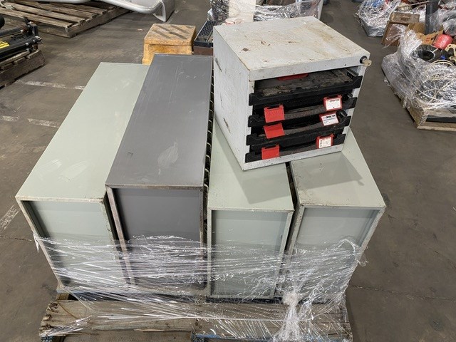 <p>Parts Storage Cabinets x 4 & Some Hydraulic Hose Connectors</p>