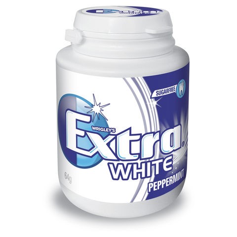 10 x WRIGLEY'S Extra White Chewing Gum, 64g, Peppermint. Best Before: 07/20