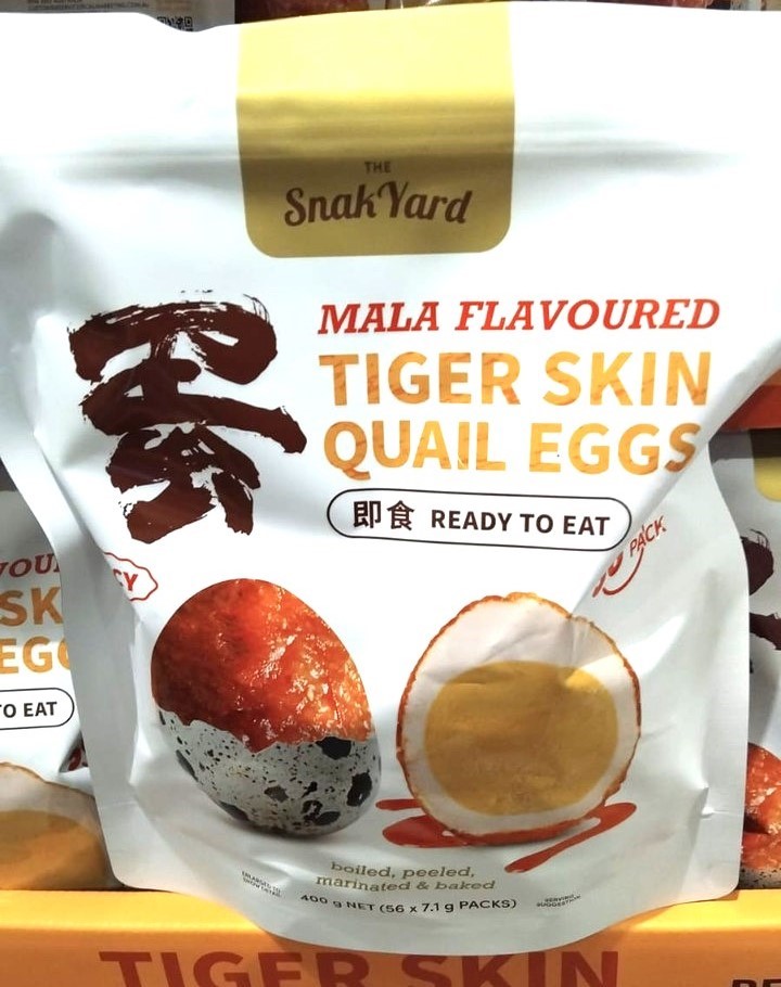 2 x THE SNAK YARD Mala Tiger Skin Quail Eggs, 400g. NB: Damaged packaging &