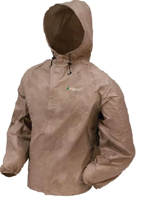 FROGG TOGGS Men's Ultra-Lite Rain Jacket, Size S, Khaki (04), UL62104-04.
