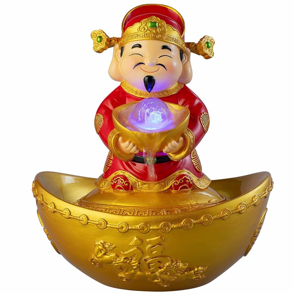 God Of Wealth Water Fountain 22cm