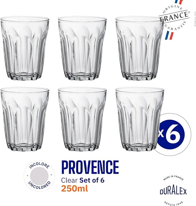 DURALEX Provence Tumbler, Clear, 250 ml Capacity (6 Pieces Set). NB: damage