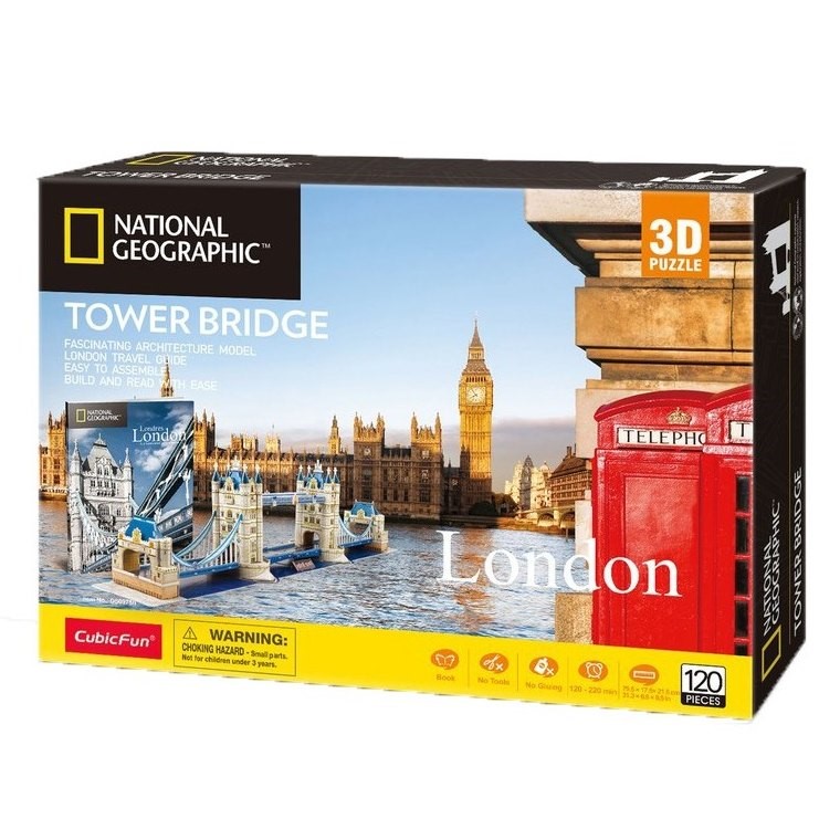 NAT GEO London - Tower Bridge 3D Puzzle 120 Piece. NB: opened box