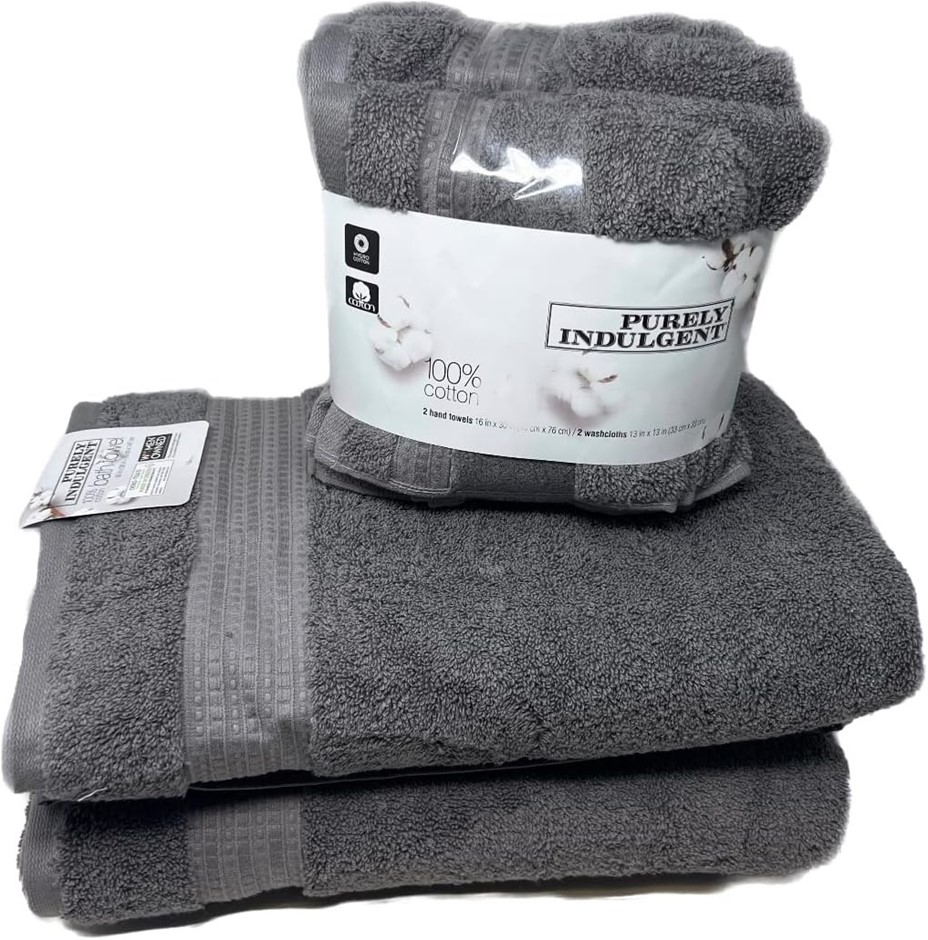 PURELY INDULGENT 18 Pack Egyptian Cotton Body Bath Towel and Face Wash Towe