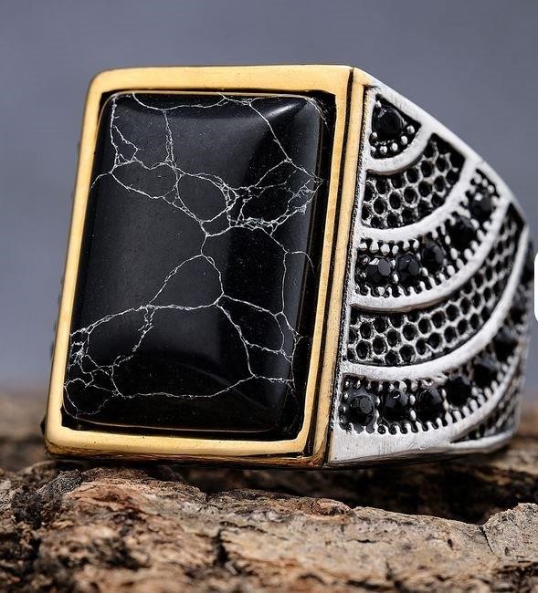 Italy 925 Silver Hip Hop Men's Ring (Stamps)-10 US