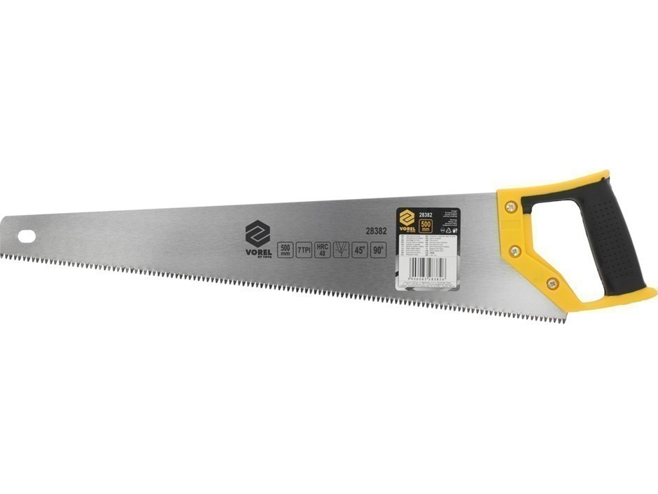 3 x VOREL 500mm Hand Saws for Wood with Plastic Handle.