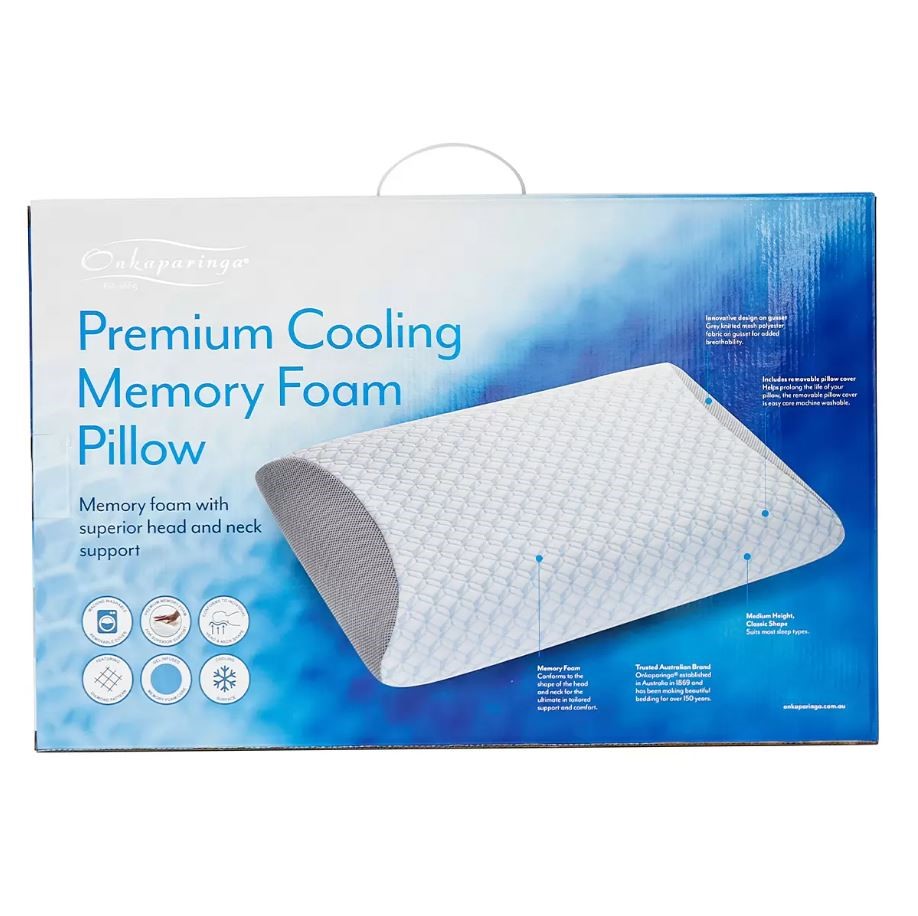 ONKAPARINGA Cooling Memory Foam Pillow, 60 x 40 x 12cm. NB: Damaged box.