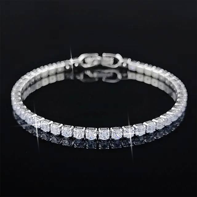 Designer Simulated Diamond Tennis Bracelet in Silver