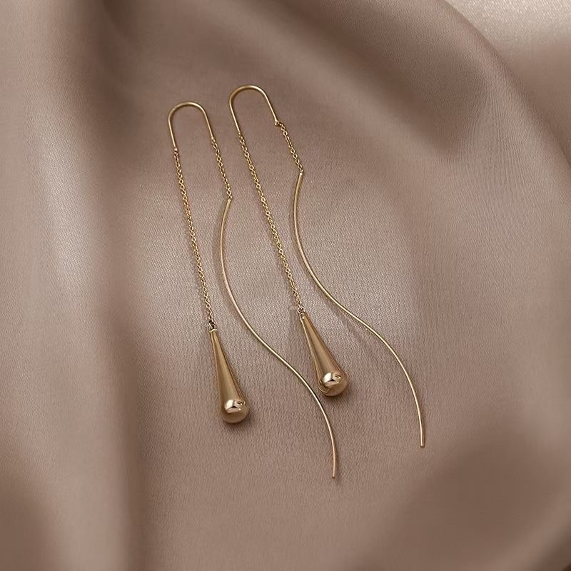 Designer Long Statement Gold Drop Dangle Earrings
