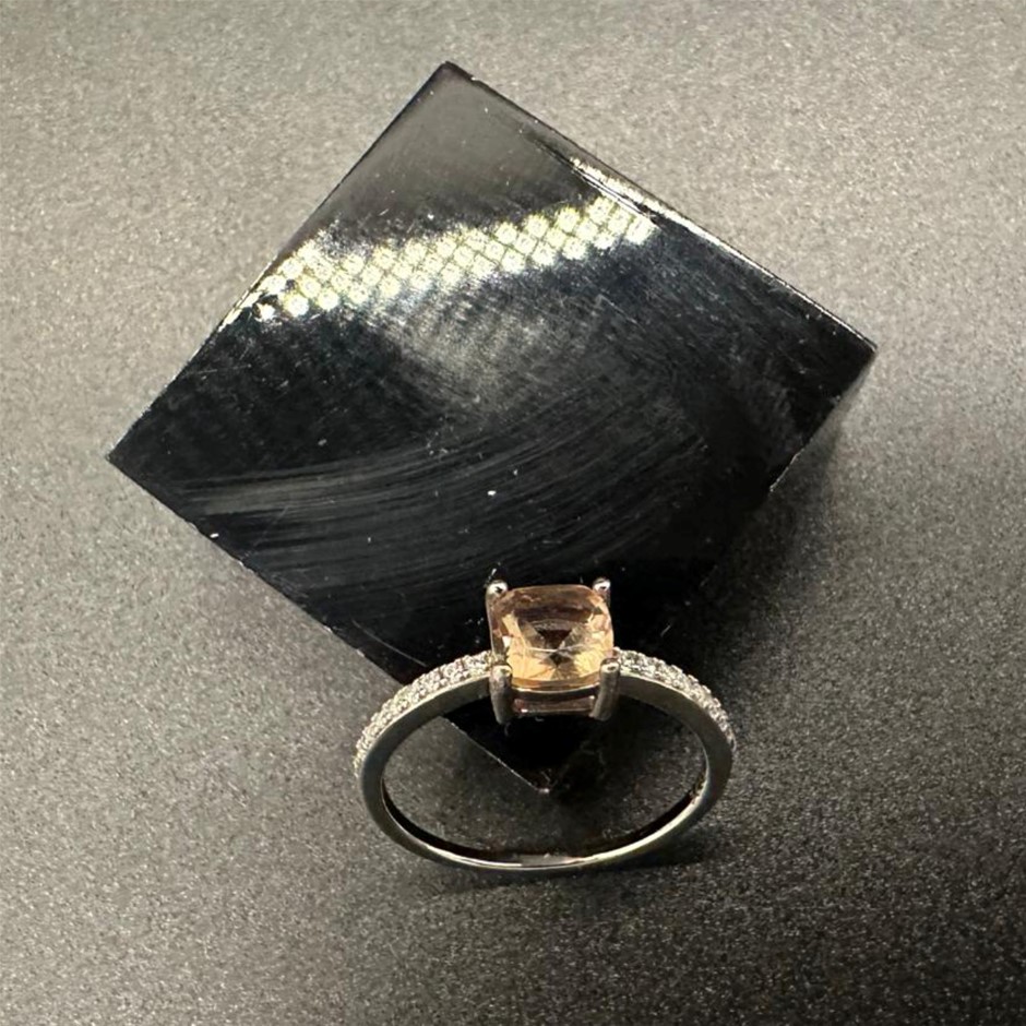 Designer Simulated Diamond Ring (stone from green to champagne) - US Size 7