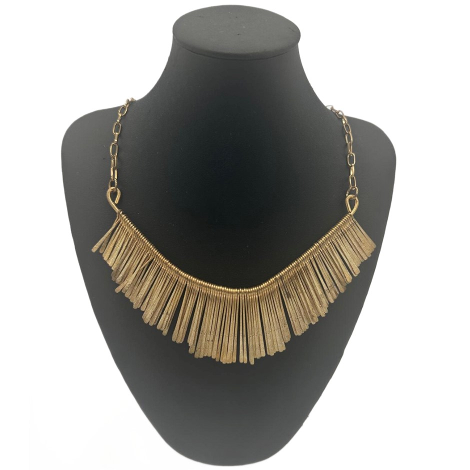 Antique tarnished look Gold Dangle Necklace