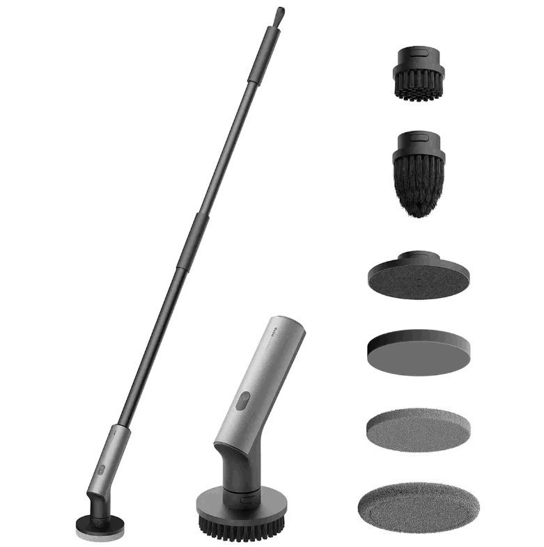HOTO Cordless Spin Scrubber w/ 6 Brush Heads, Waterproof, Rechargeable, fo