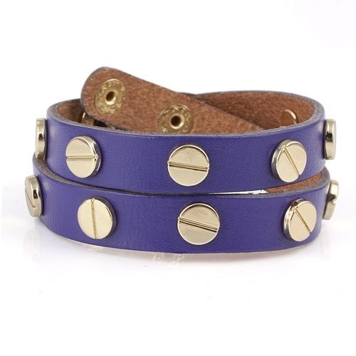 Purple Leather Rivet Cuff Bracelet