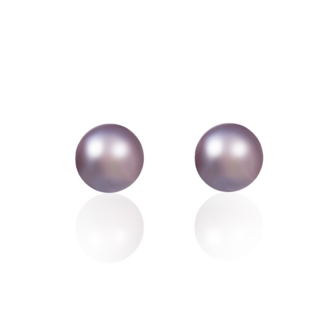 5mm Genuine Purple Freshwater Pearl Earrings with solid 925 Sterling Silver