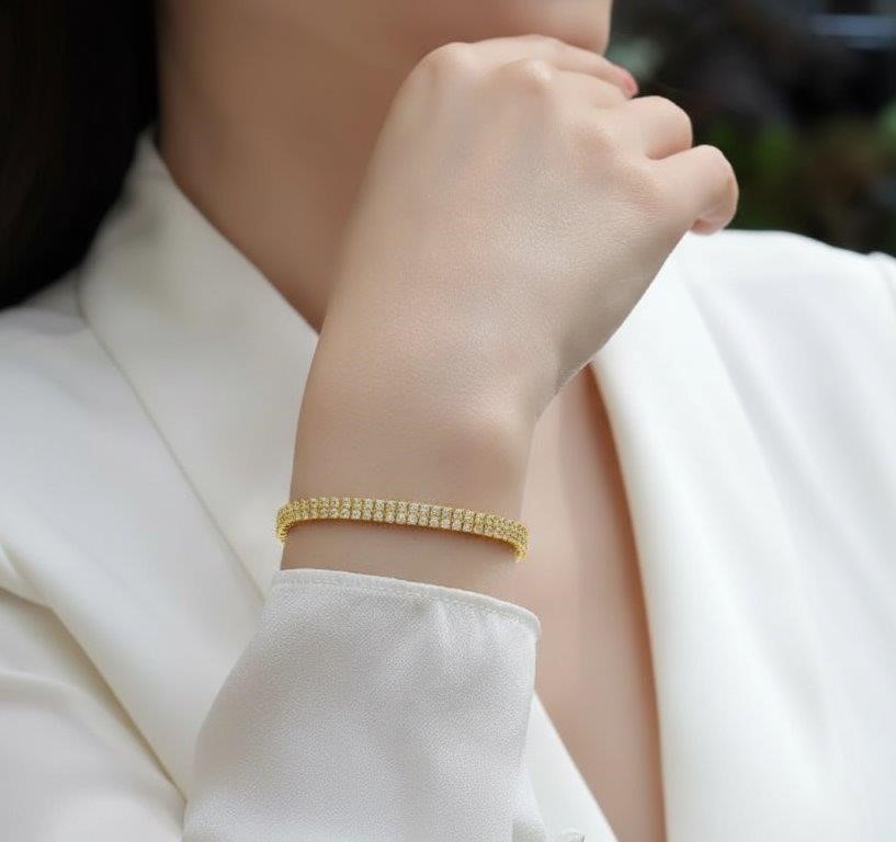 GRA Moissanite White Brilliant Cut Stone Tennis Bracelet -S925-19cm-3mm