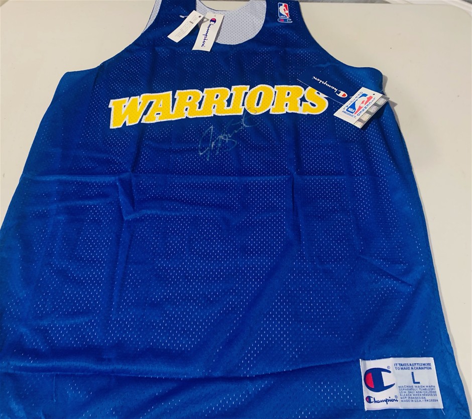 Golden State Warriors Signed retro Training Jersey - Ken Goldin COA