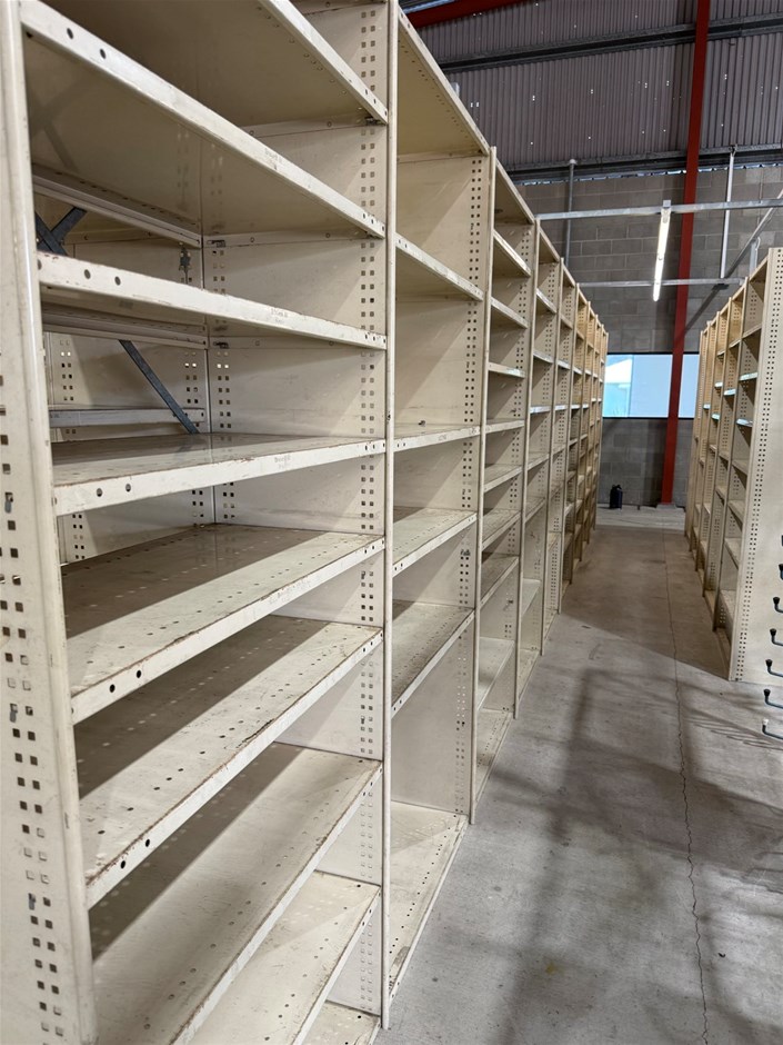 <p>140 sets x Cream shelving with light system</p>
