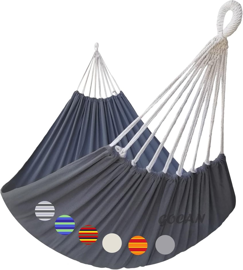 GOCAN Brazilian Hammock, 220x150cm Total Length 330cm, Load 300kg Canvas Co