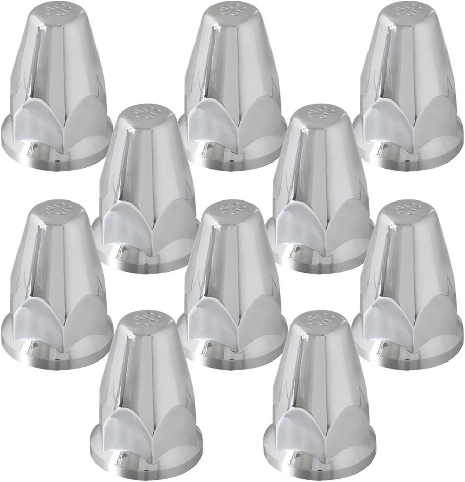 Pack of 10 x GRAND GENERAL Chrome 33mm x 2-5/8" Plastic Push-On Nut Cover w