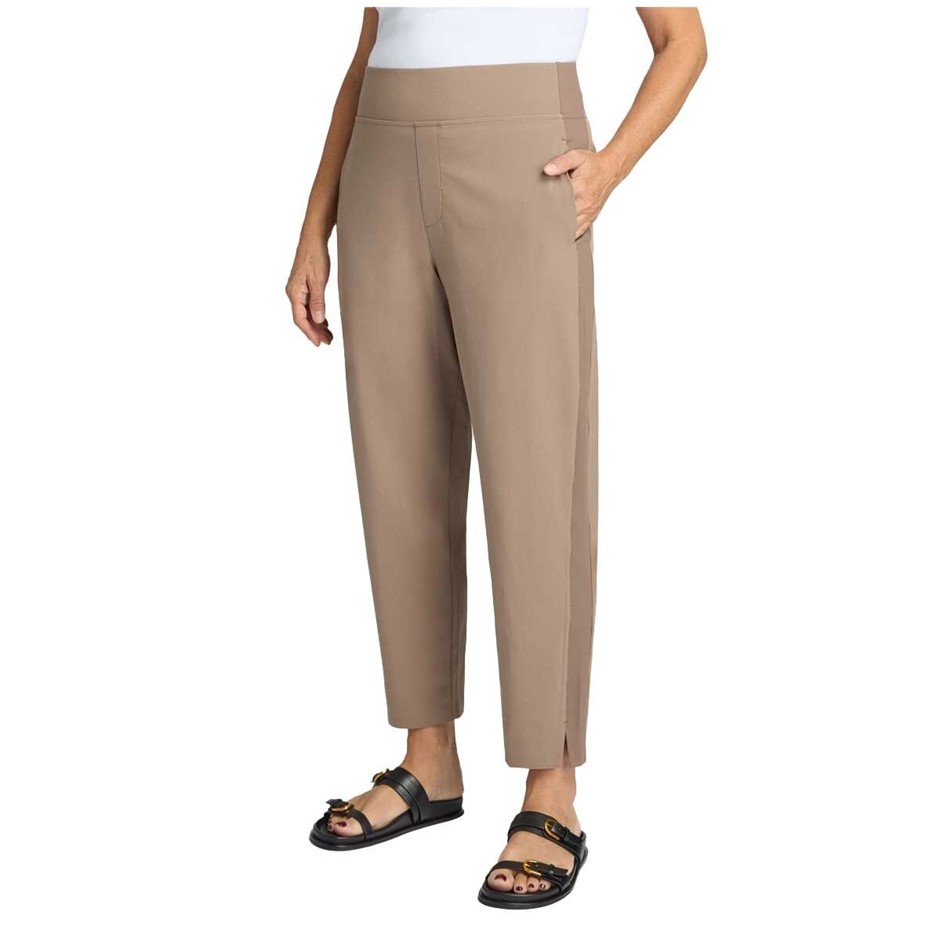 SIGNATURE Women's Ankle Pants, Size S, 87% Polyester, Tan.  Buyers Note - D