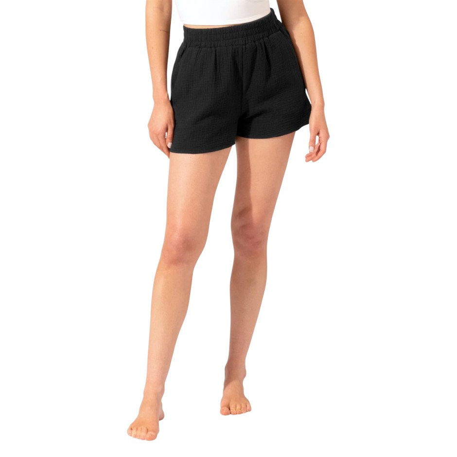 BOSTON TRADERS Women's Gauze Shorts, Size XL, 100% Cotton, Black. Buyers N