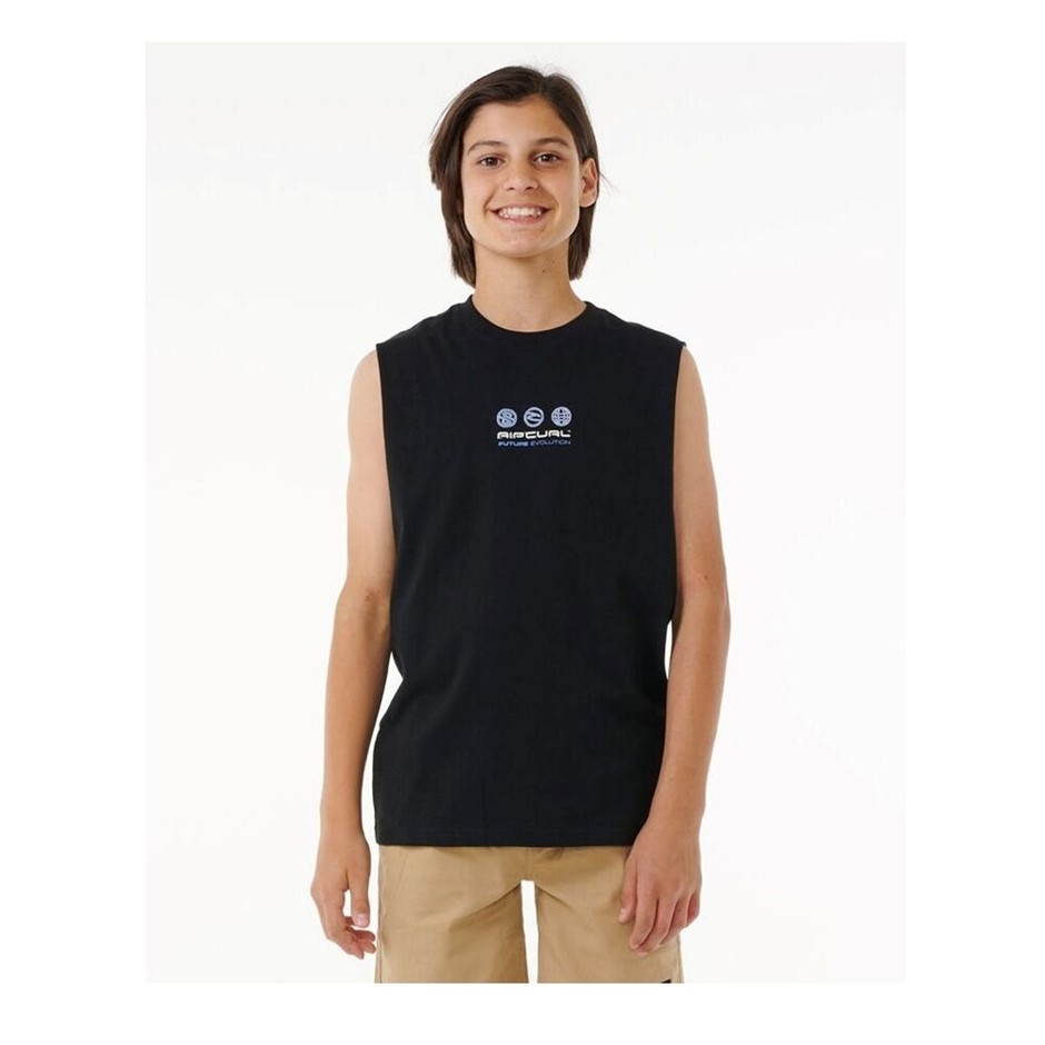 RIP CURL Boy's Future Evolution Muscle Crew Neck Tank Top, Size 8, Black. R