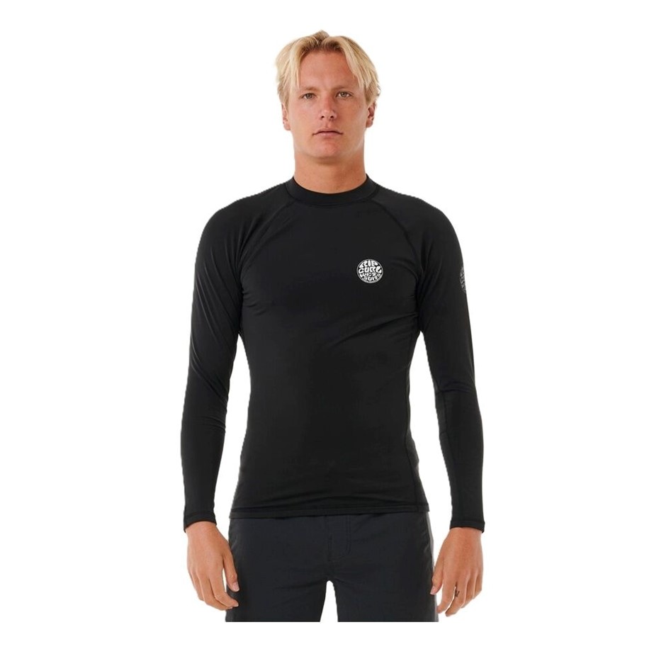 RIP CURL Men's Icons UPF50+ Brushed Long Sleeve Rash Vest, Size S, Black. R