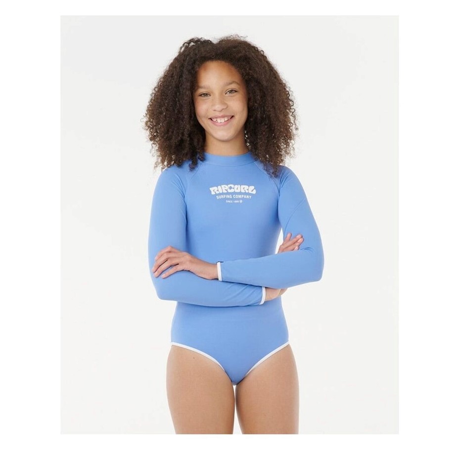 RIP CURL Girl's Surf Puff Long Sleeve Surf Suit - Mid Blue, Size 8. RRP: $8