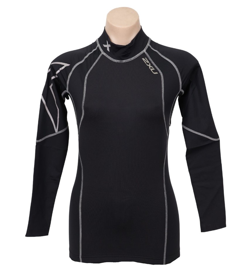 2XU Women's Long Sleeve Therma Power Top, Size XS, Black/Reflective, WY2003