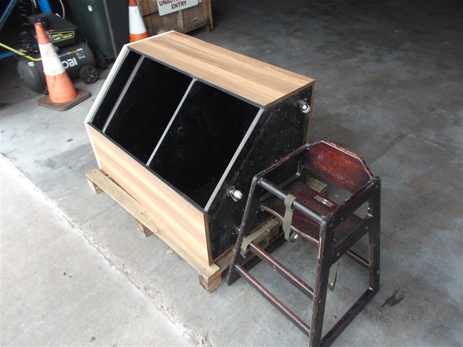 <p>Corner Cabinet (Stone Top) & Highchair</p>