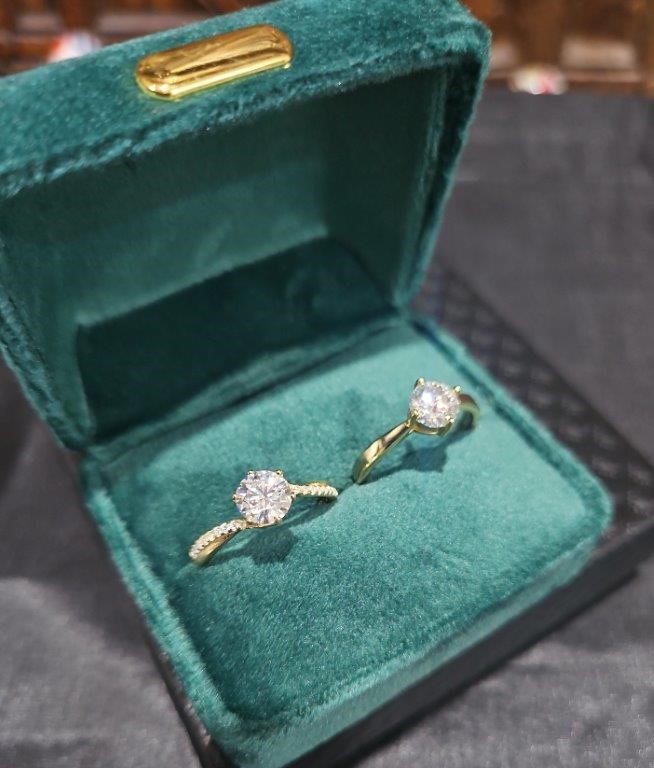 2pcsx1.0ct GRA Moissanite white -925 Sterling Silver Ring -8US