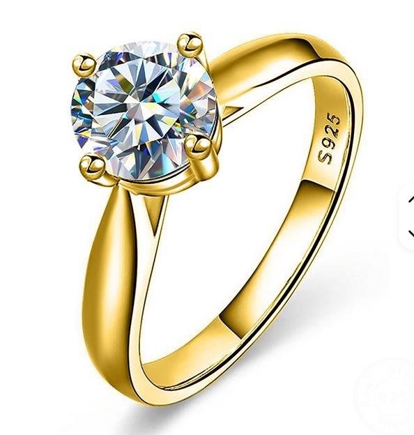 1.0ct GRA Moissanite white 18k Solid Yellow Gold Vermeil Ring -7US