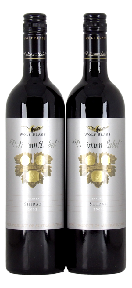 Wolf Blass Platinum Label Shiraz 2002 (2x 750mL), Barossa Valley.