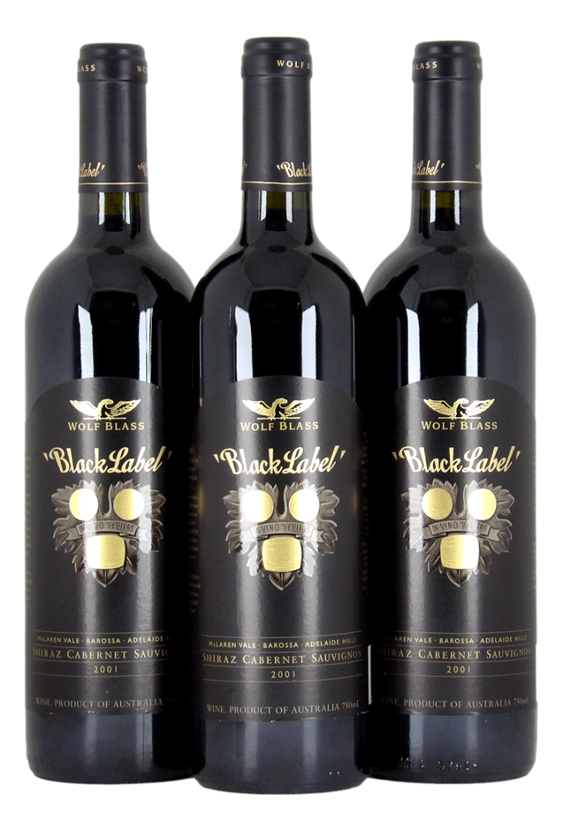 Wolf Blass Black Label Shiraz Cabernet Sauvignon 2001 (3x 750mL), SA