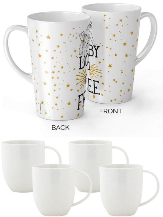 BUNDLE: MAXWELL & WILLIAMS White Basics Diamonds Coupe Mug, Set of 4, 370ml