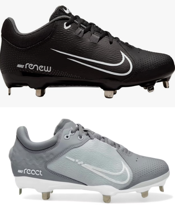BUNDLE: Nike Adult Hyperdiamond 4 Pro Metal Fastpitch Softball Cleats Black
