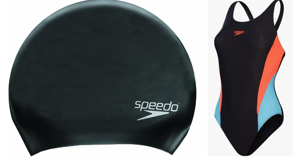 BUNDLE: Speedo Unisex Long Hair Swimming Cap X Speedo Women's Colourblock 2