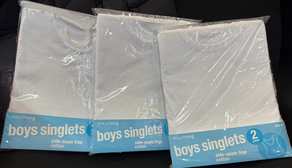 3 x Pack of 2 Solutions Boys Singlets Side-Seam Free Cotton Size 10