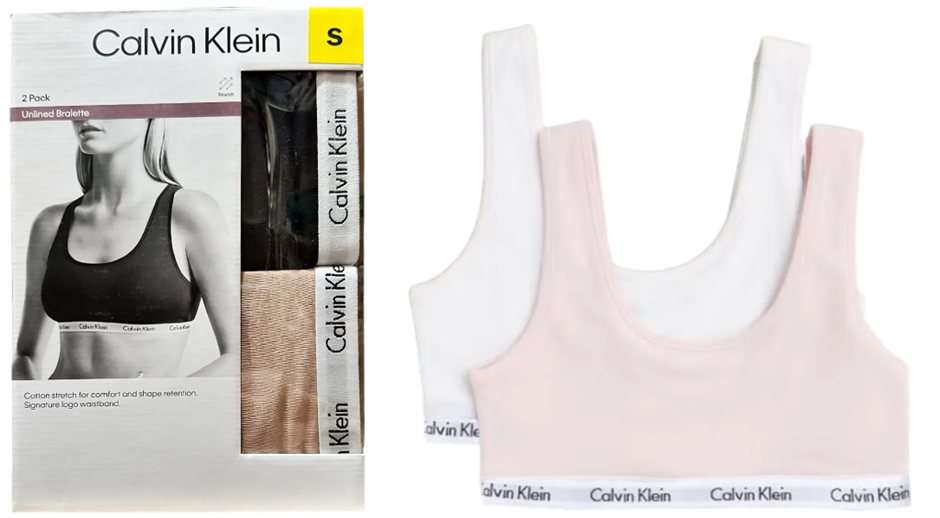 BUNDLE: 2 PACK Calvin Klein Women’s Unlined Bralettes, Black/Brown, Size S