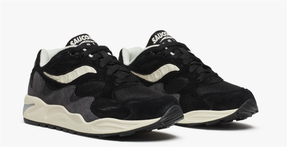 Saucony Unisex Grid Shadow 2 Sneaker, Black/Cream, US M9W10.5