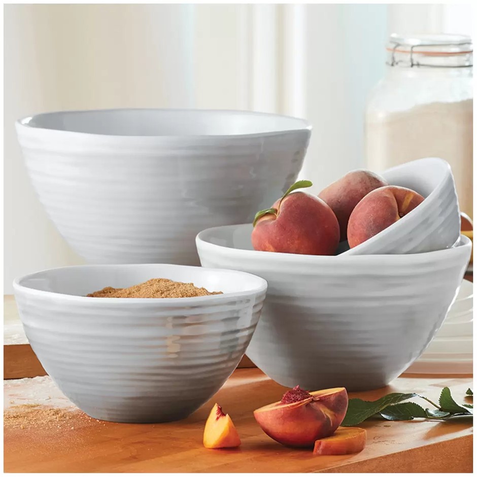 PANDEX Ombre 4 Piece Mixing Bowls w/ Lids, Grey. NB: Not in original packag