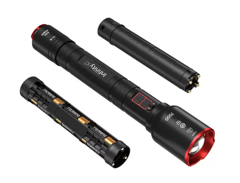 INFINITY X1 7000 Lumen Dual Power Rechargeable Flashlight. NB: Display prod