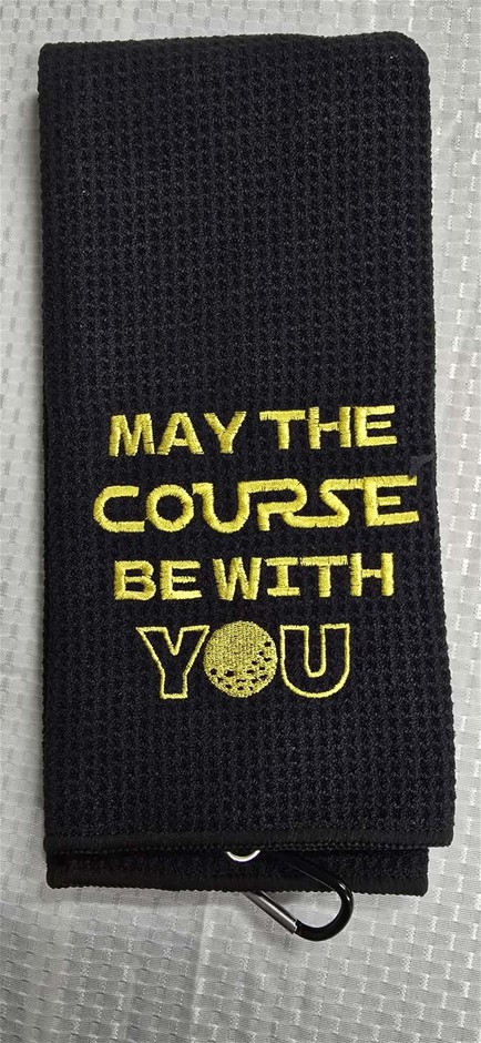 Golf Hand Towel Black, Embroided