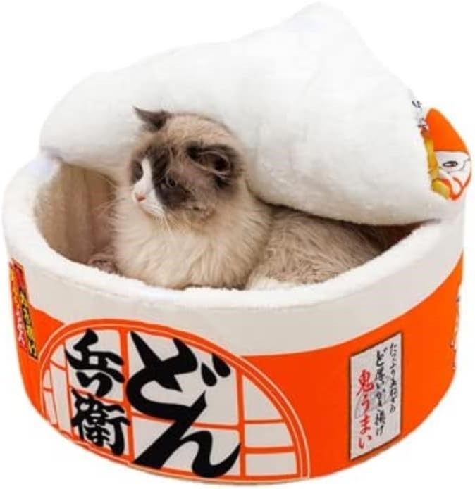 SSDHUA Cat Nest Instant Noodle Shape Cat House Cat Sofa Bed, Large, Orange.