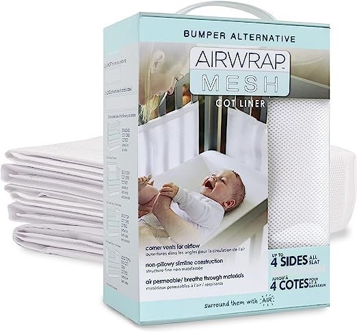 AIRWRAP 4 Sides Mesh Cot Liner, White.