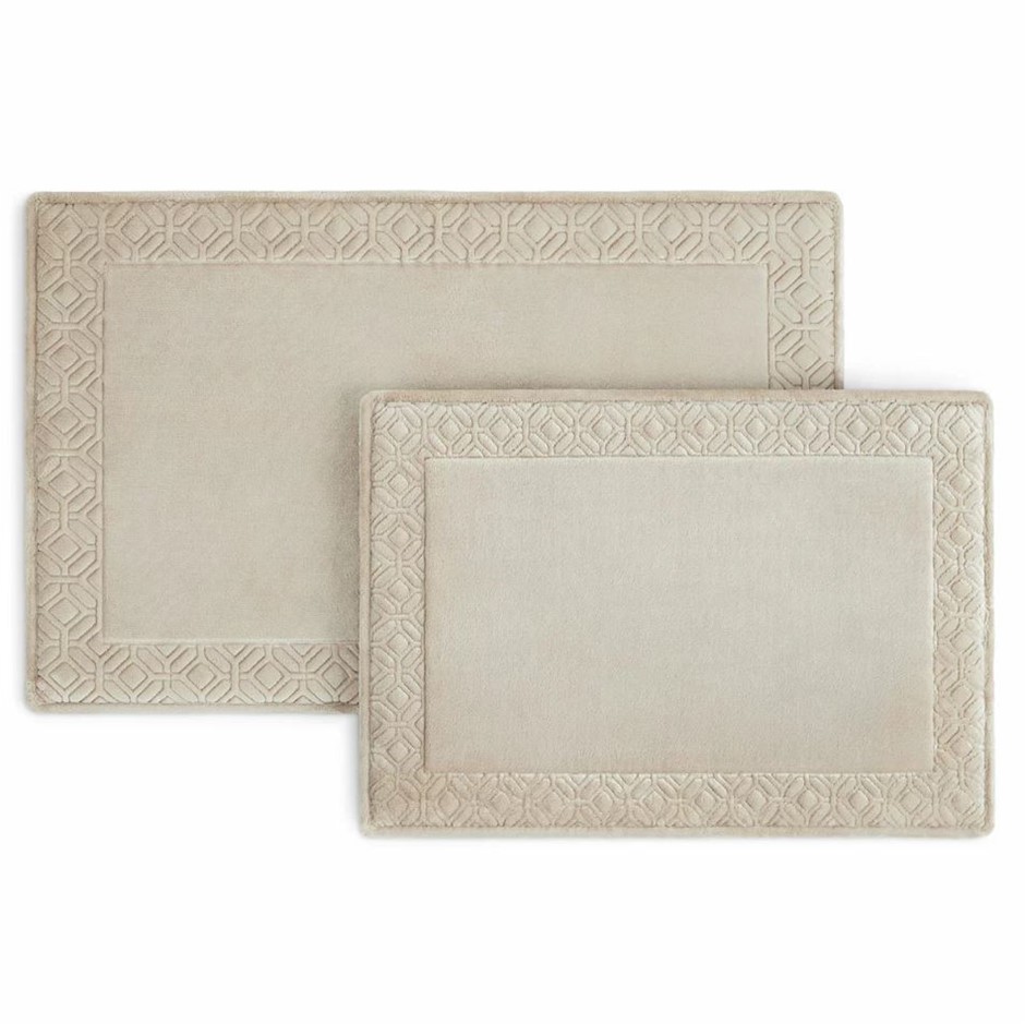 2 x TOWN & COUNTRY LIVING Memory Foam Bath Rug, 2-Piece, Hummus.