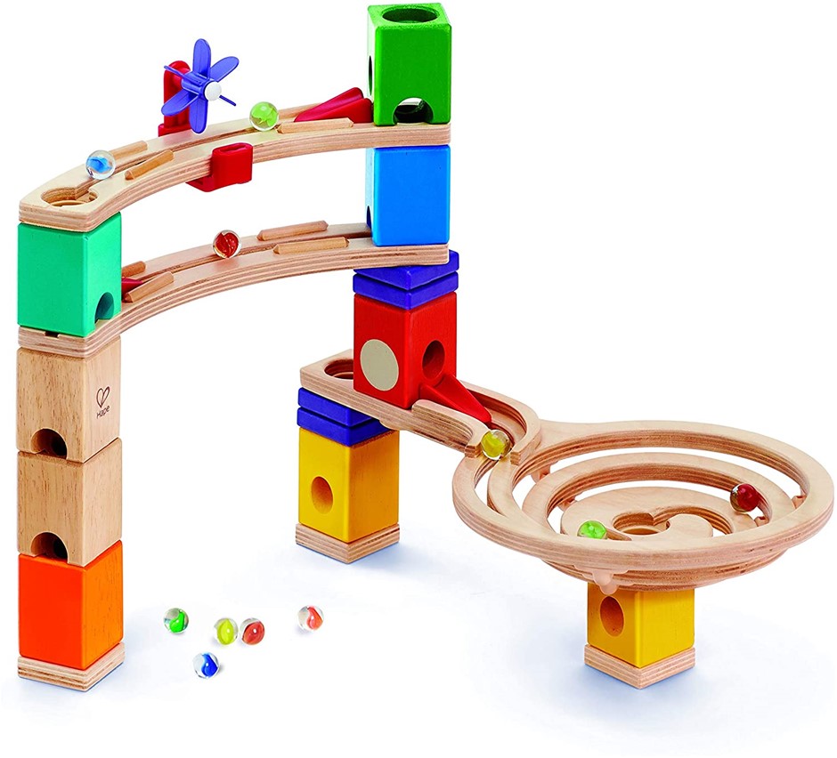 HAPE Race to The Finish Marble Run Game, Multicolor. Model E6021. NB: Damag
