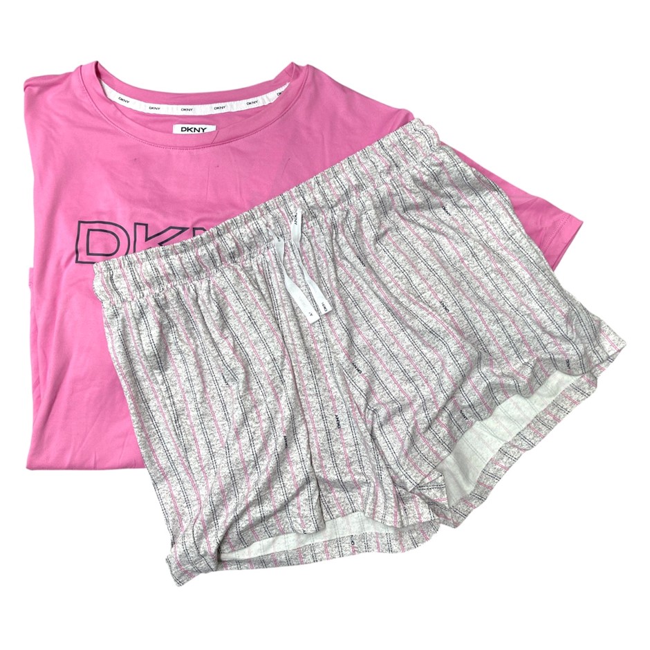 DKNY Women's 2pc PJ Set, Size XL, Pink/Grey.